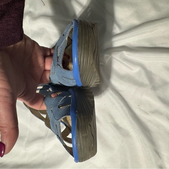 Fly London Wedge Sandals Powder Blue Size 35 (US 4.5-5) - Picture 5 of 9